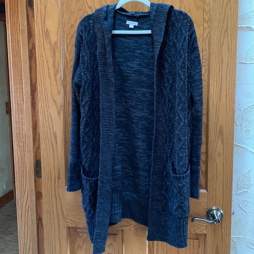 Womens longline, hooded cardigan